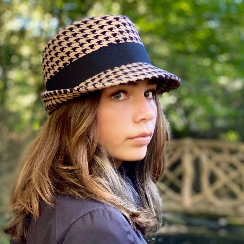 NWOT Handmade Wool Houndstooth Trilby Fedora